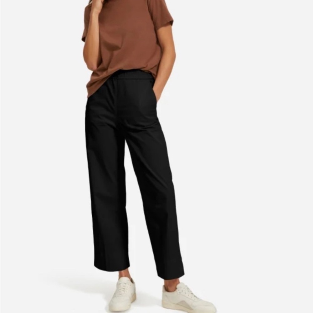 Everlane Easy Put Together Pull On Elastic Waist Black Cotton Chino Pant Size 10